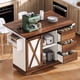 thumbnail image 3 of K&K 55.5" Farmhouse Kitchen Island with Drop Leaf, Kitchen Storage Island with Barn Door, Power Outlet, Rolling Kitchen Cart on Wheels with Spice Rack, for Home, Kitchen, Dining Room, White, 3 of 3