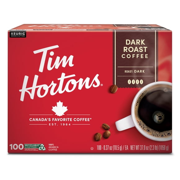 Cápsulas K-Cup para café Tim Hortons Dark Roast, compatibles con 100 unidades