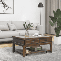 Muebles Santa Ana - Mesa Centro Fija Con Cajones Y Ruedas Arlington