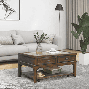 Muebles Santa Ana - Mesa Centro Fija Con Cajones Y Ruedas Arlington