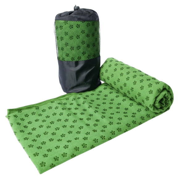 Toalla de Yoga Antideslizante de Microfibra 183x61 cm Secado Rápido con Bolsa Verde