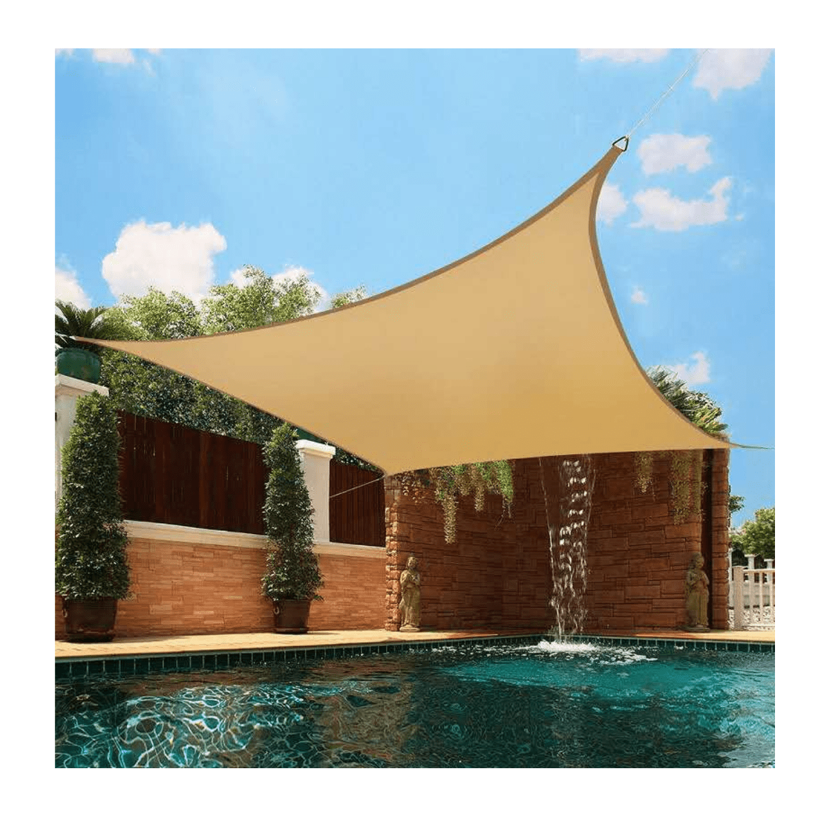 Genérico - Toldo Vela Rectangular Lona Beige Resistente 3.5x5