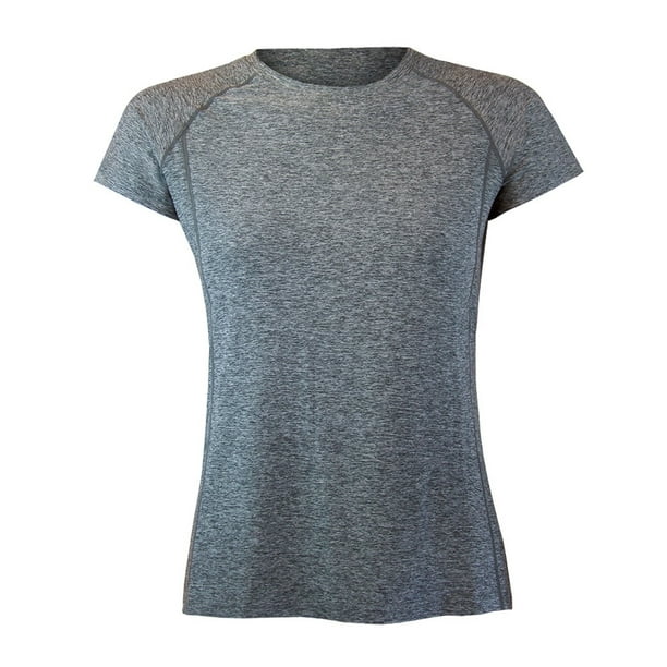Polera Dry Fit Manga Corta Deportiva Jaspeada Mujer