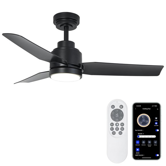 Ventilador de Techo Vaczon 42" Negro con Luz y Control Remoto de 6 Velocidades Motor DC