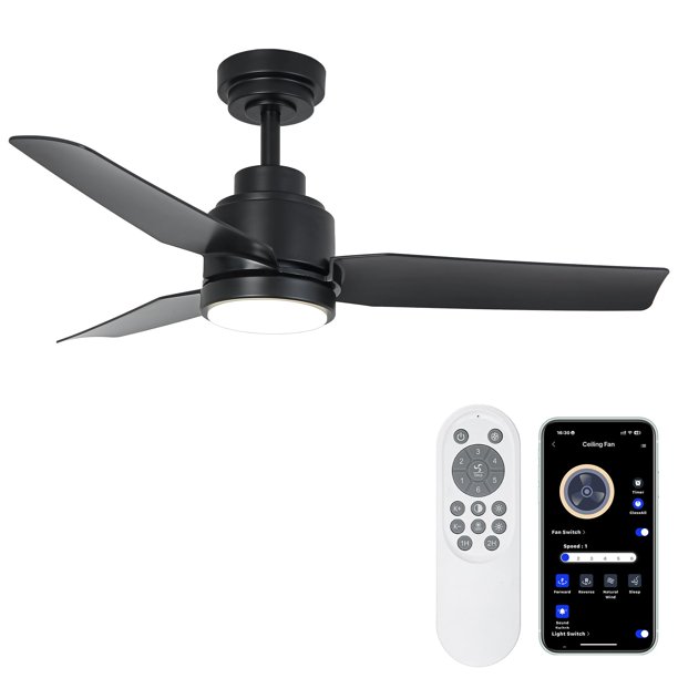 Ventilador de Techo Vaczon 42" Negro con Luz y Control Remoto de 6 Velocidades Motor DC