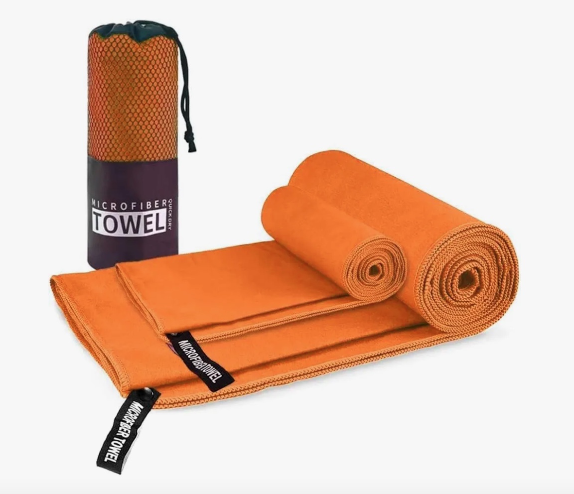 Atlas - Pack X2 Toallas Microfibra Naranja