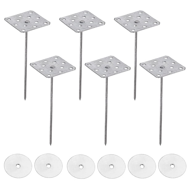 Clavijas de aislamiento perforadas de 4 pulgadas con arandelas redondas, paquete de 80 clavos aislantes de aluminio para fijar tableros de espuma