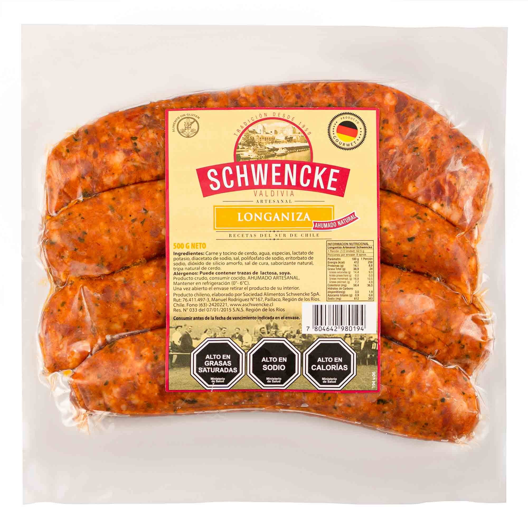 Longaniza Tradicional 4 Un 500 gr Schwencke