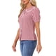 thumbnail image 4 of INSPIRE CHIC Blusa de Contraste con Cuello Peter Pan para Mujer, Regreso a Clases, Manga Corta Abullonada, Camisa de Cuadros, Talla XS, Rojo, 4 of 6