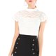 thumbnail image 1 of INSPIRE CHIC Blusa de Mujer con Espalda de Ojal Manga Corta Cuello Alto Semi Transparente Talla S Blanca, 1 of 7