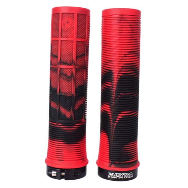 2x Puños para manillar de bicicleta, empuñadura para bicicleta, empuñadura antideslizante, absorción de impactos, diámetro 22 mm, cubierta para manill Negro y rojo