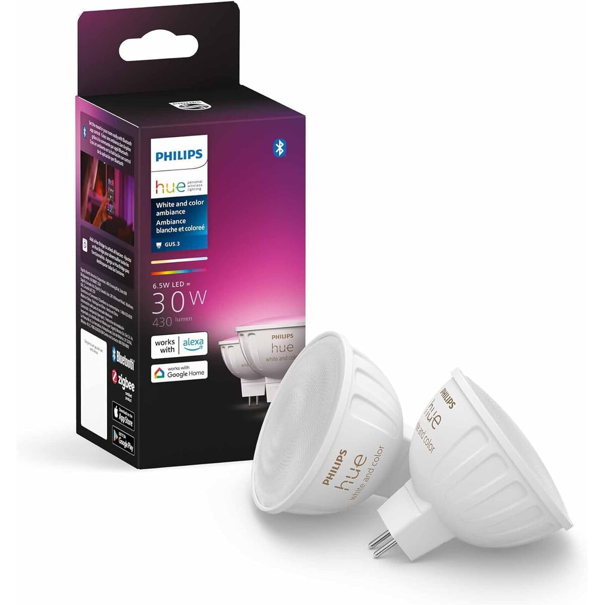 Ampolleta Led Philips Hue Mr16 430lm Gu5.3 Color X2