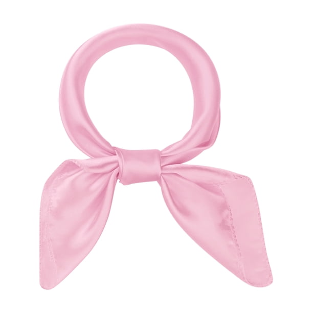INSPIRE CHIC Bufandas de Satén Sólidas para Mujeres de Regreso a Clases 20" Pequeño Cuadrado Pañuelo de Cuello Pañuelo Rosa Claro 19.7x19.7''(LxW)