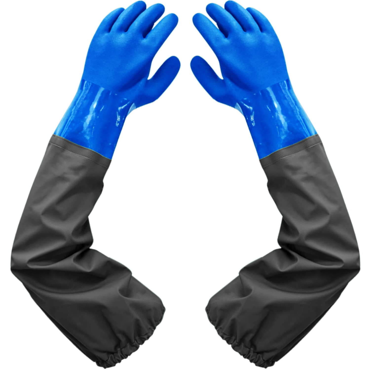 Guantes Haiou De Pvc Resistentes A Productos Químicos, Impermeables, 64 Cm, Azules