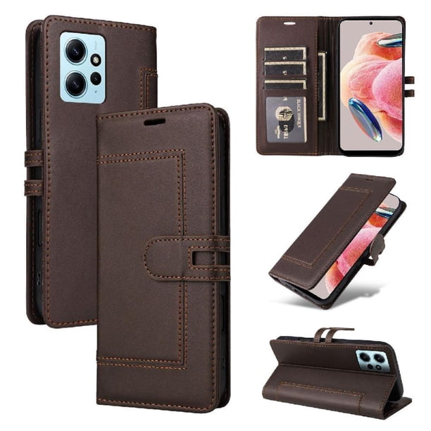 Premium Wallet Case for Xiaomi Redmi Note 12 4G with Card Slots & Kickstand, Flip Cover Brown