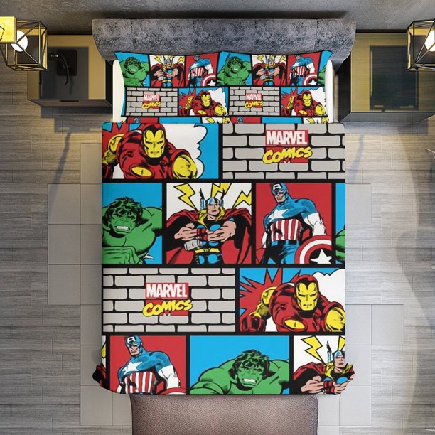 Cartoon Spider-Man Comforter Set for Kids Boys Teen Men Tween 3D Lightweight Microfiber Bedding Sets