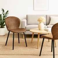 Mirkela - Set 2 Sillas De Comedor Allegra Camel Cuero Pu