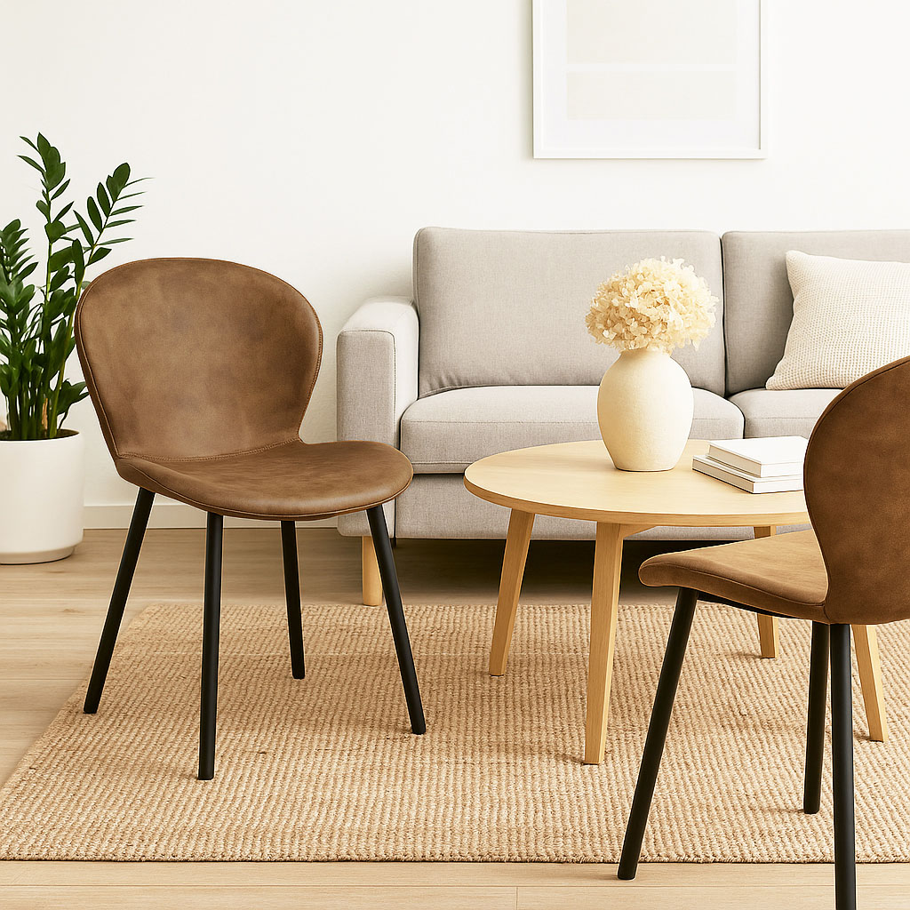 Mirkela - Set 2 Sillas De Comedor Allegra Camel Cuero Pu