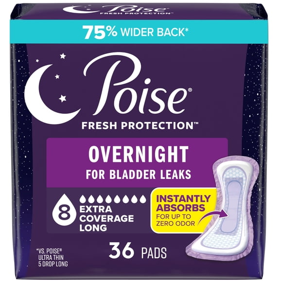 Almohadillas Poise Overnight para incontinencia y posparto x36
