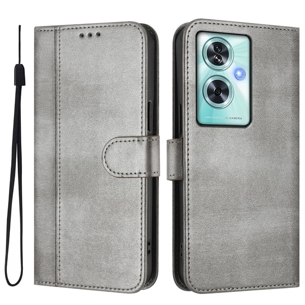 Funda Cartera para OnePlus Nord N30 SE Protección 360° con Ranuras para Tarjetas y Soporte Gris