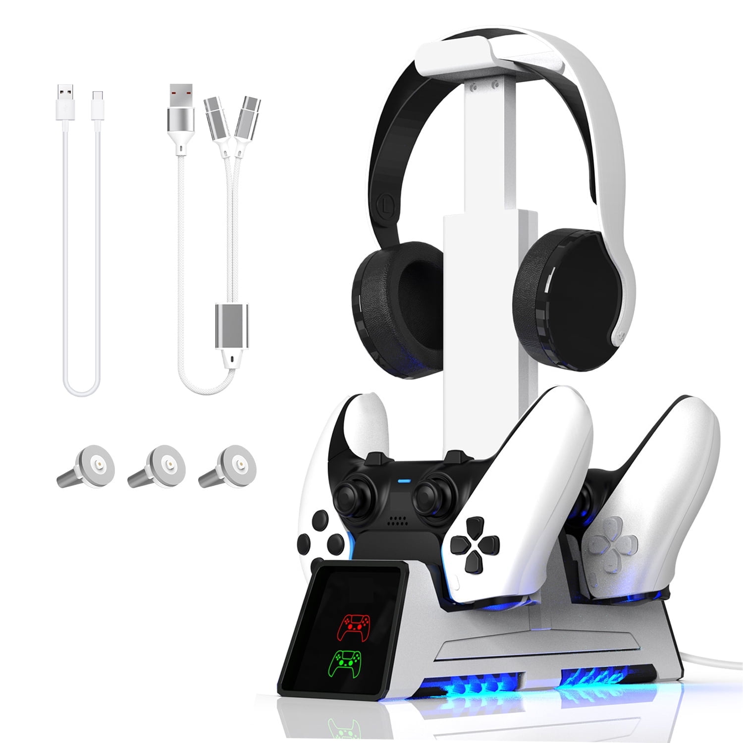 Base De Carga Dual Aaronmei Magnética Para Control Elite Ps5 Con Soporte Para Auriculares Psvr2