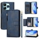 thumbnail image 4 of Funda tipo cartera para UMIDIGI A15/A15C/A15T con bolsillo con cremallera, tarjetero, soporte, correa para la muñeca y tapa de cuero azul, 4 of 5
