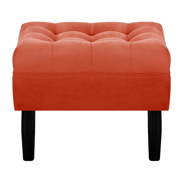 Pouf Wood 1c Felpa 00 Naranjo