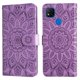 thumbnail image 4 of Funda tipo cartera FOXDOCK para Xiaomi Redmi 10A 4G , diseño girasol en relieve, cuero PU, cierre magnético, soporte y tarjetero, 4 of 5