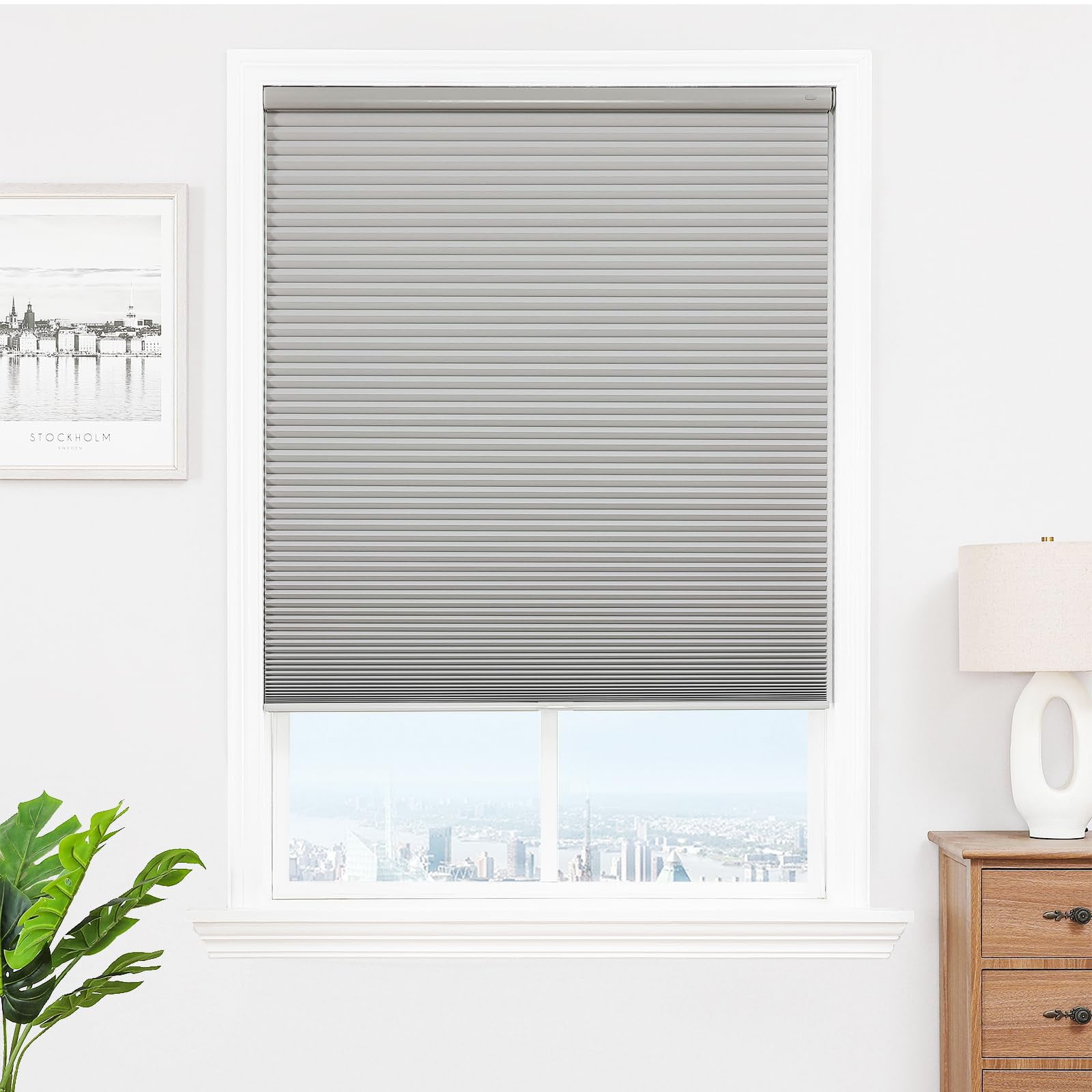 Persianas Opacas Joydeco Sin Perforación 56 X 162 Cm Gris