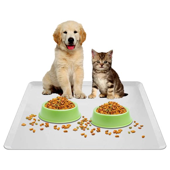 Alfombrilla de silicona Skywin para comida de mascotas, 61 x 61 cm, antideslizante, color gris