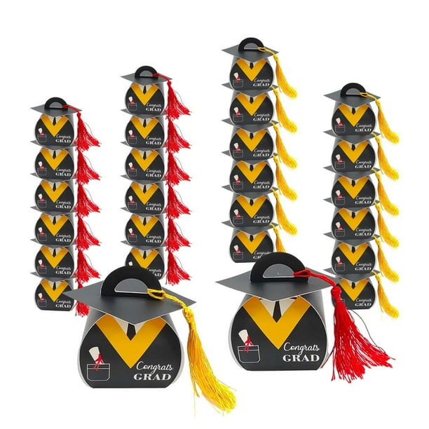 50 piezas de gorras de graduación caja de dulces con borlas, caja de gorras de graduación DIY cajas de de gorras de graduación para suministros