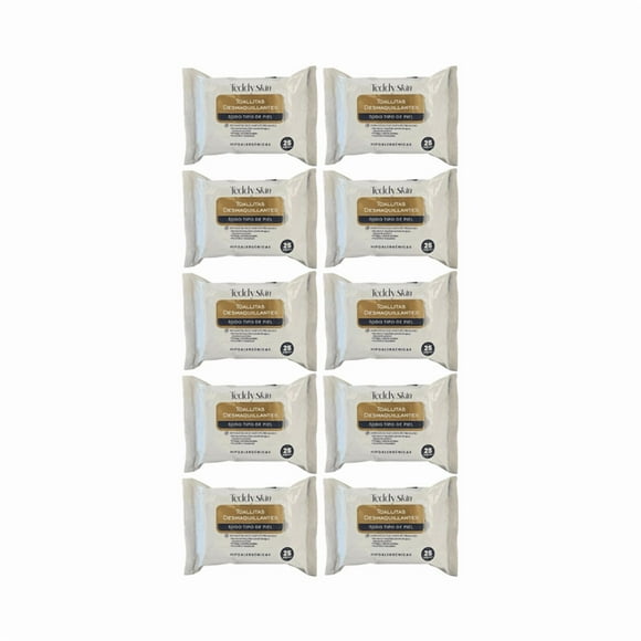 Pack 10 Toallitas humedas  Desmaquillantes Teddy Skin 250 unid