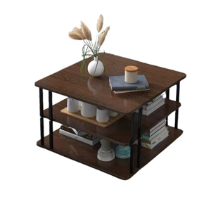 Genérico - Mesa De Centro Auxiliar Tres Niveles Cuadrada Cafe