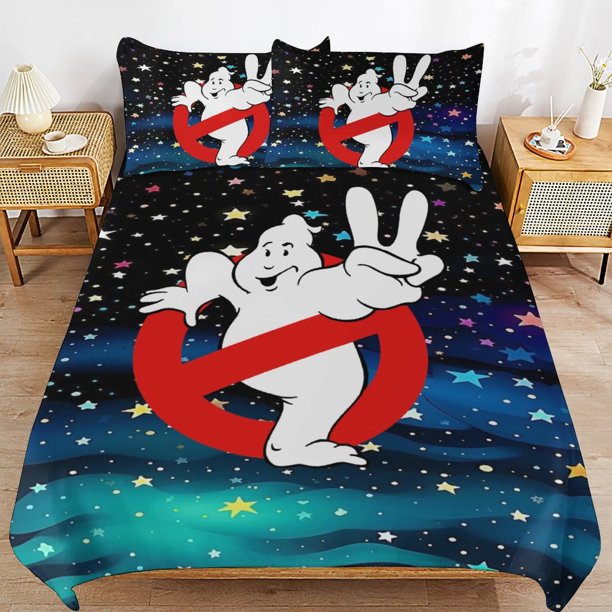 x649 Ghostbusters Bed Duvet Cover Microfiber Bedding Sets 3D Printed Lightweight 3 Piece Comforter Sets, 1 Duvet Cover And 2 Pillow Shams for Kids Boys Girls 90"x90" jn649