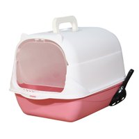 Magideal - Caja De Arena Para Gatos Con Capucha, Caja De Arena Para Mascotas, Caja De Arena Cerrada Y Cubierta, Portátil, Fácil De Limpiar, Extraíble, Para Gatos Rosa De Mano