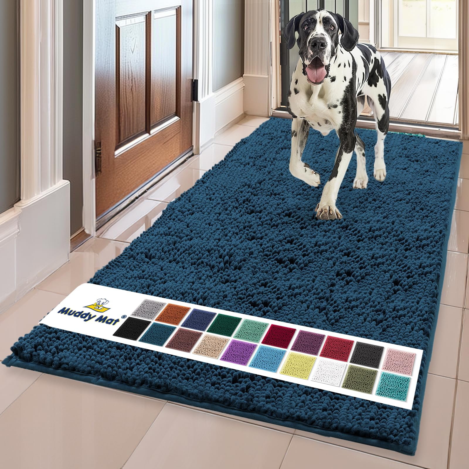 Felpudo Para Perros Muddy Mat, Superabsorbente, Microfibra, Azul Atlántico