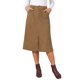 thumbnail image 1 of Falda midi de pana para mujer de cintura alta, línea A, con abertura frontal, casual, otoño, invierno, faldas largas con bolsillos, L marrón, 1 of 6