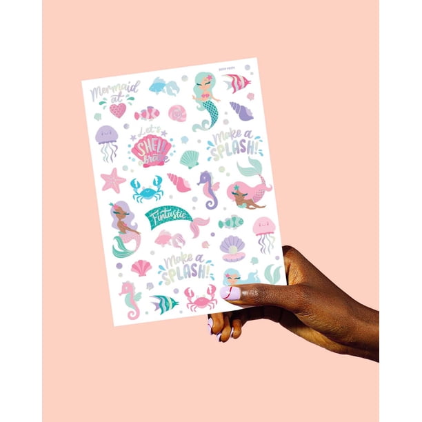 Tatuajes Temporales De Sirena Con Brillo – 38 Diseños Luminosos Para Niñas – Fáciles De Usar Y Quitar – Relleno Para Piñatas Y Regalos