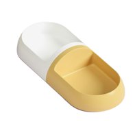 Magideal - Tazón Doble Para Gatos, Tazón De Comida Para Gatos, En Forma De Cápsula, Duradero, Reutilizable, Diseño Separado, Antideslizante, Para Beber, Para Per Blanco Y Amarillo