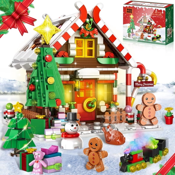 Juego de bloques de construcción GIVFOZAY Christmas Gingerbread House, 128 piezas