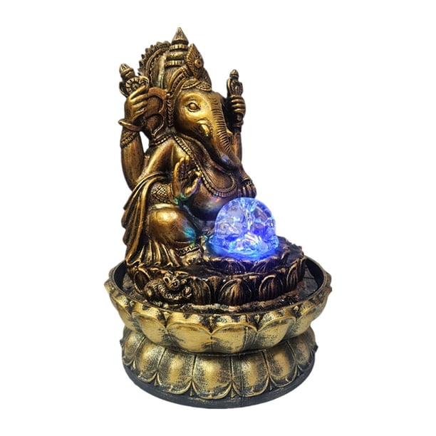 Estatua de Buda de resina, fuente de agua para interiores, enchufe estadounidense de 110V con bola rodante, decoración de escritorio de 8x12 pulgadas,