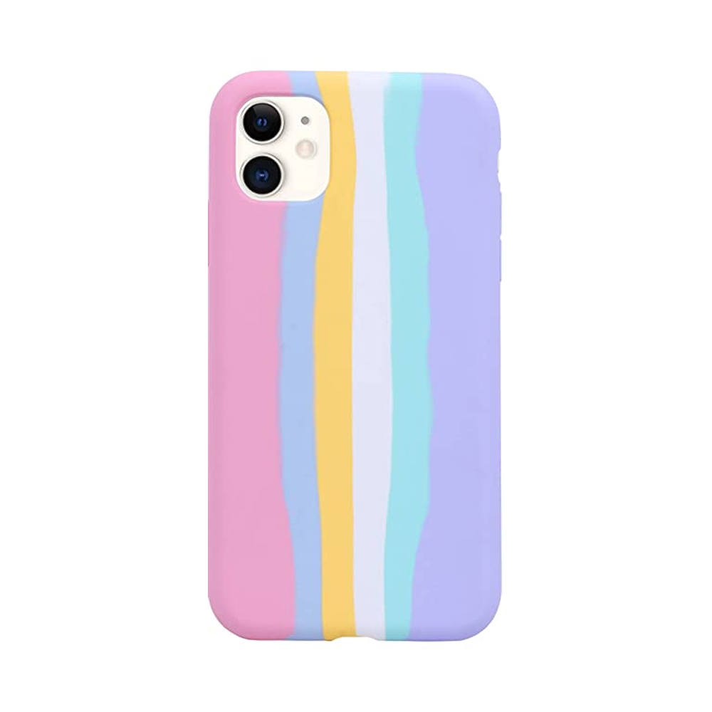 Genérico - Carcasa Colores Silicona Para Iphone 11 Arcoiris Pastel