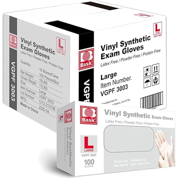 Guantes de vinilo para exámenes Jointown Basic Medical, sin látex, 1000 unidades