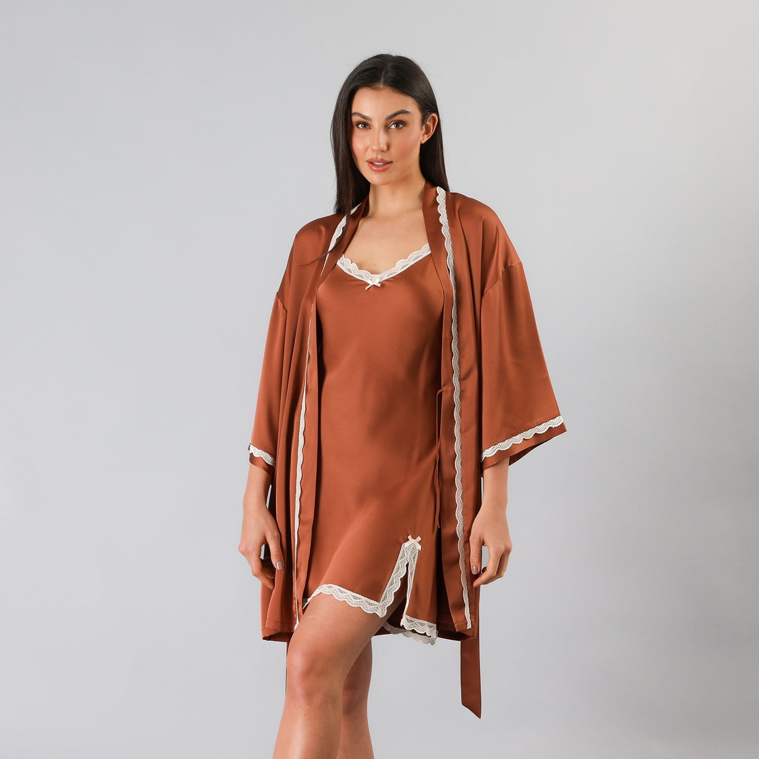 Bata Satin Encaje Flores Mujer 33822-245