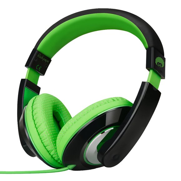Auriculares Rockpapa Comfort Kids para Escuela Over-Ear Negro/Verde