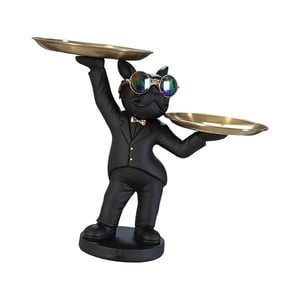 Bothyi - Bandeja De Almacenamiento De Escritorio Para Perros, Soporte Para Dulces, Escultura De Animales De Resina, Contenedor Para Artículos Diversos, Negro