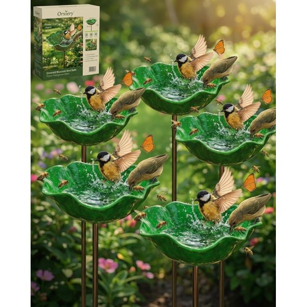 Estaca jardín flor metal hecha mano con baño abejas decoración exterior regalo polinizadores