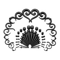 Magideal - 54 X Kit De Estiramiento De Oreja Acrílico Expansiones Pendientes Ensanchadores De Oreja Tapones De Oreja De Tapones Para Túneles Kit De Calibre , Black Negro