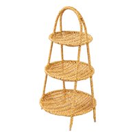 Bothyi - Bandeja De Cesta Tejida, Plato De Mimbre Decorativo Para Desayuno, Merienda, Mesa De Centro, Redondo, Tres Capas