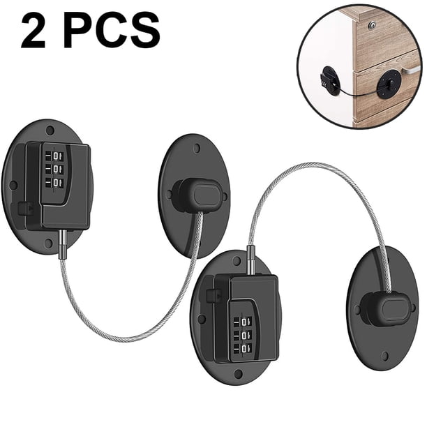 Paquete de 2 cerraduras para refrigerador: cerradura de combinación resistente para refrigerador, a prueba de niños y bebés, para gabinetes, armarios, cajones, ventanas y más, fácil de instalar y usar